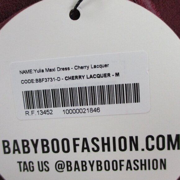 BABYBOO Yulia Maxi Dress Womens Medium Cherry Lacquer Red Split Back Pleat Front - Picture 5 of 8
